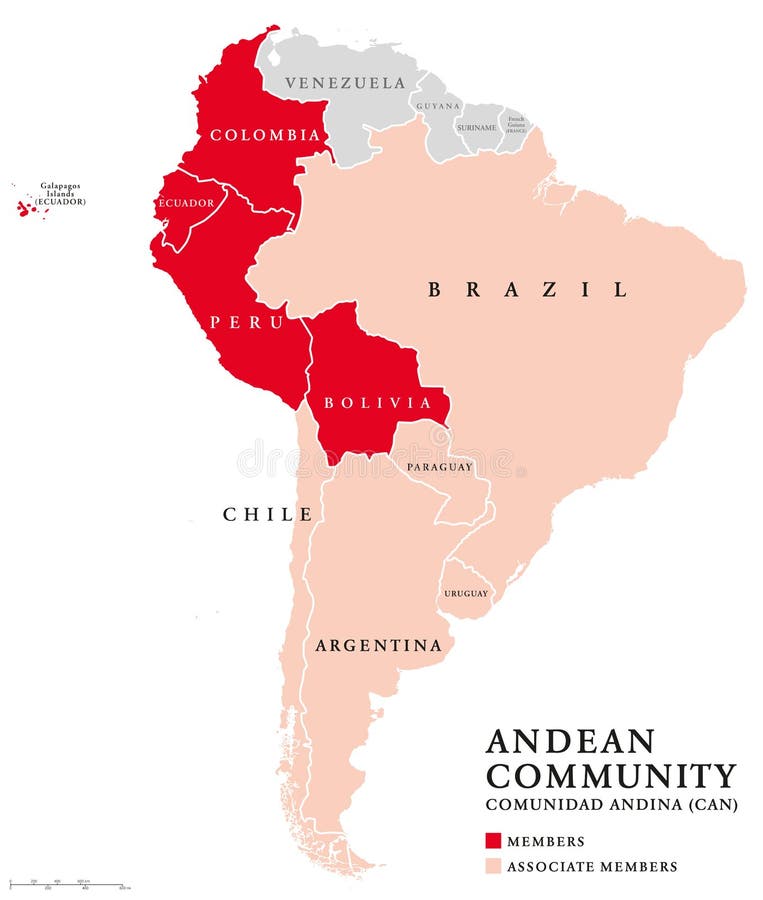 Andean Community Countries Map Andean Community Countries Map Trade Bloc Comunidad Andina Can Customs Union Comprising South 105413779 