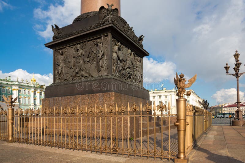 The ander Column is the focal point of Palace Square in Saint Petersburg, Russia. The monument was raised after the Russian victory in the war with Napoleon`s France. The ander Column is the focal point of Palace Square in Saint Petersburg, Russia. The monument was raised after the Russian victory in the war with Napoleon`s France