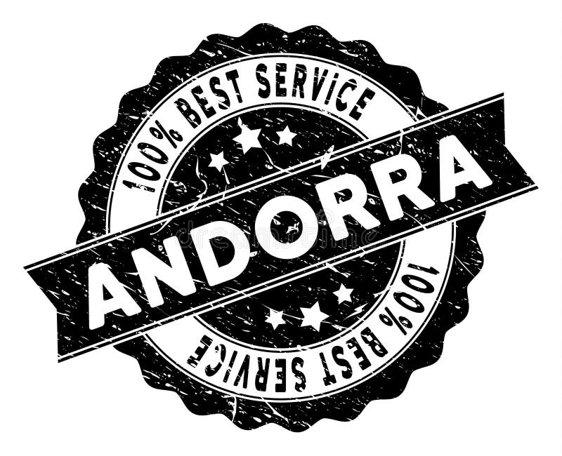 Andorra bästa tjänste- stämpel med Grungeyttersida royaltyfri illustrationer