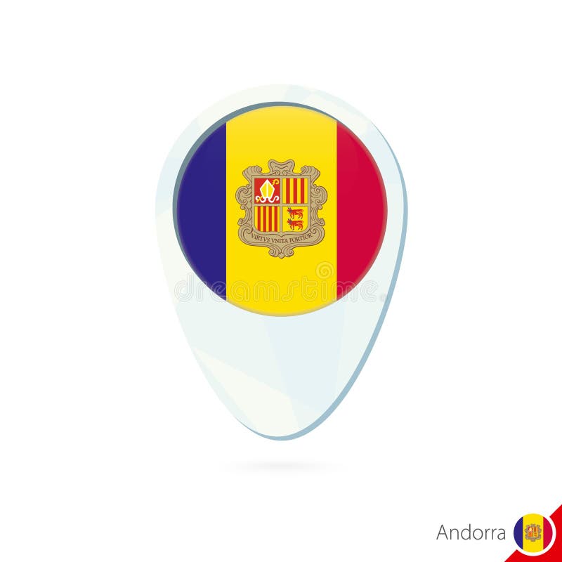 Andorra Flag Location Map Pin Icon On White Background ...