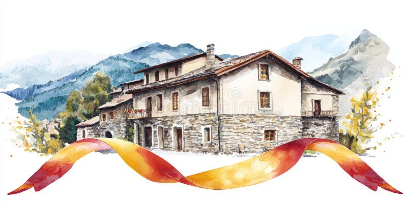 Andorra la Vella Casa de la Vall Flat royalty free illustration