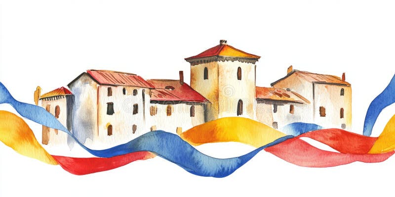 Andorra la Vella Casa de la Vall Flat vector illustration