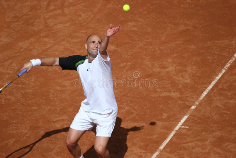 Andre Agassi serving