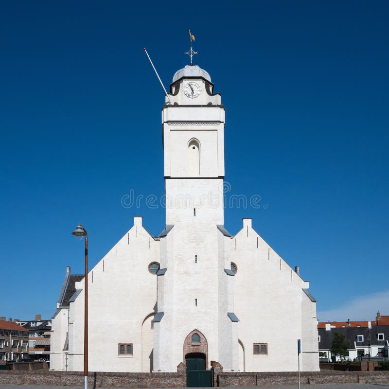 Kerk Katwijk Aan Zee Andreaskerk at Katwijk Aan Zee Stock Photo - Image of white, tourism