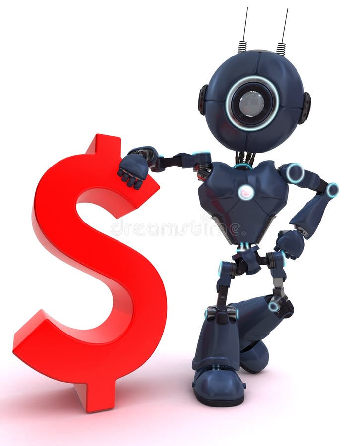 Android com sinal de dólar ilustração stock Android com sinal de dólar ilustração stock