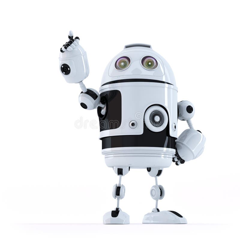 Android robot pointing at invisible object royalty free illustration