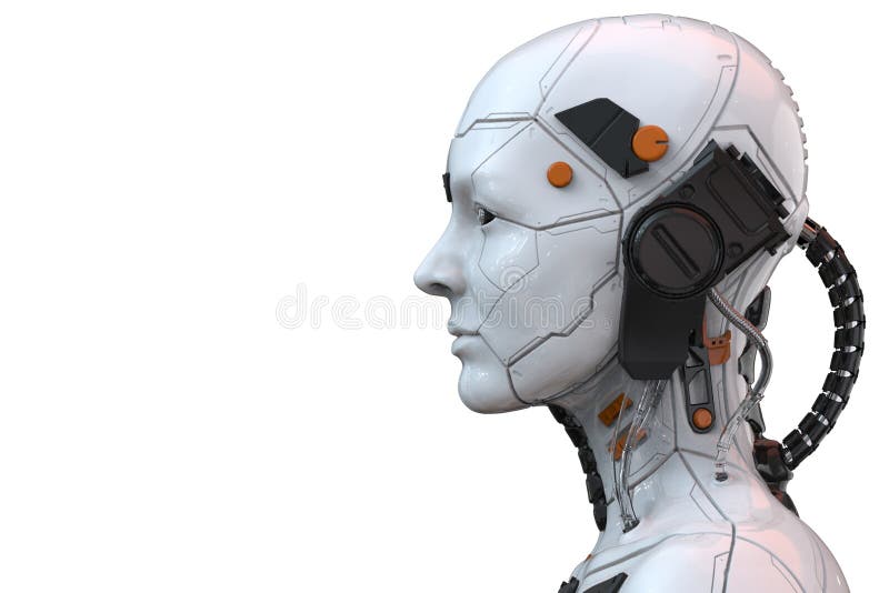 Android robota cyborga kobiety humanoid boczny widok - 3d rendering
