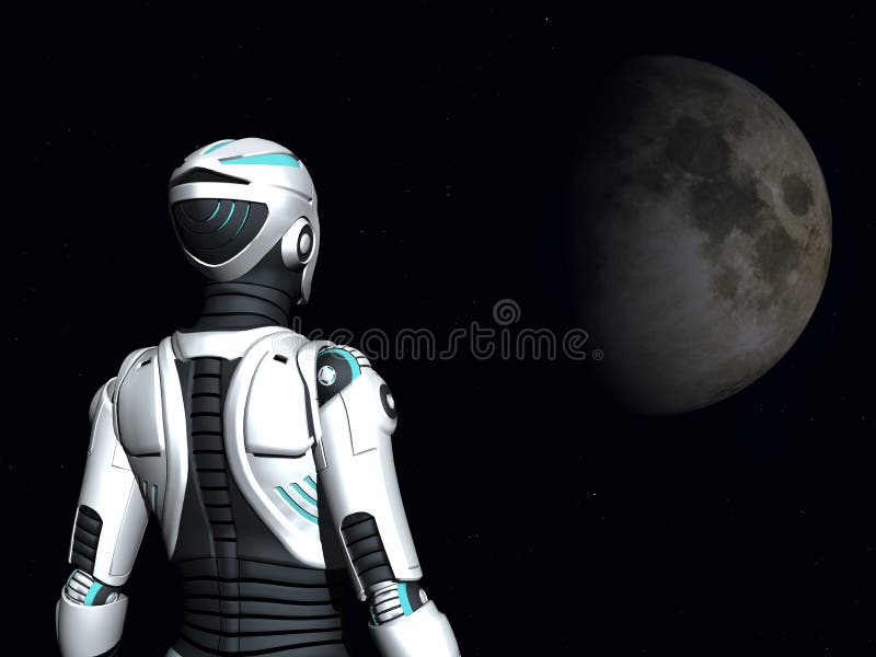 Android woman gazing into space. stock illustration