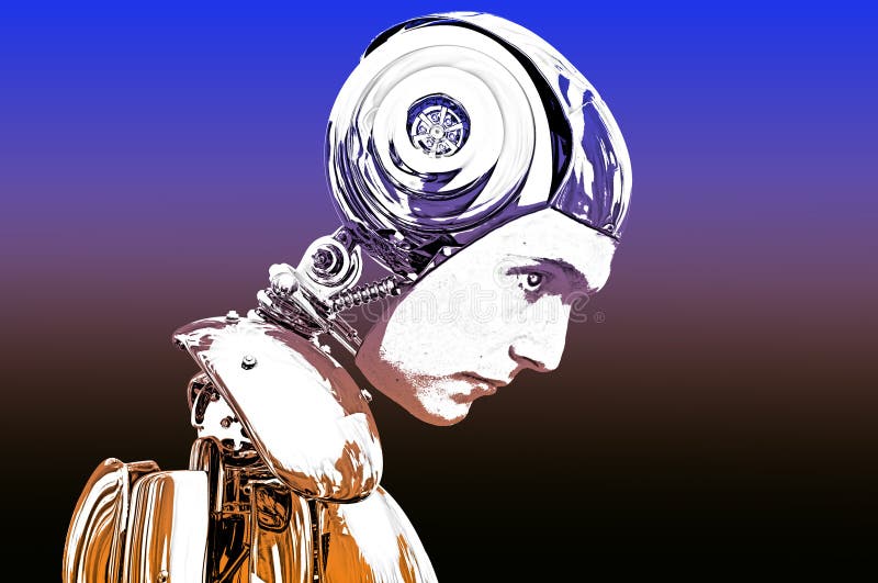 Androide con vista del volto umano illustrazione di stock