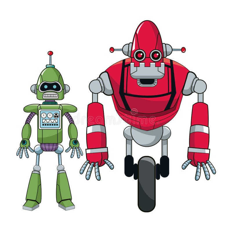 Androide eletrônico dos robôs dos pares ilustração stock Androide eletrônico dos robôs dos pares ilustração stock