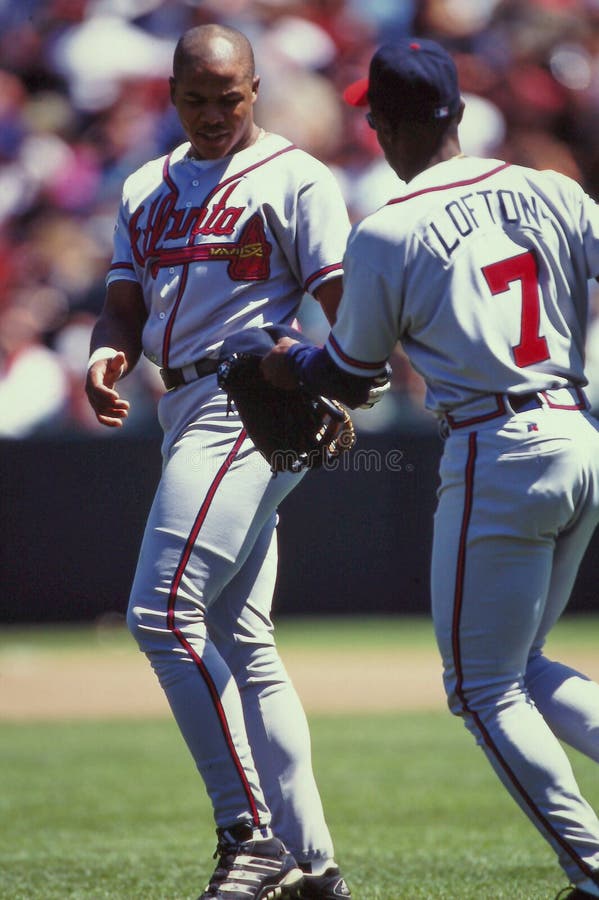 Former Atlanta Braves Kenny Lofton (7) and Andruw Jones. (Image taken from color slide). Former Atlanta Braves Kenny Lofton (7) and Andruw Jones. (Image taken from color slide)