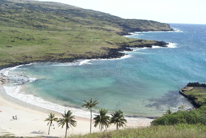 Anekena en île de Pâques image libre de droits Anekena en île de Pâques image libre de droits