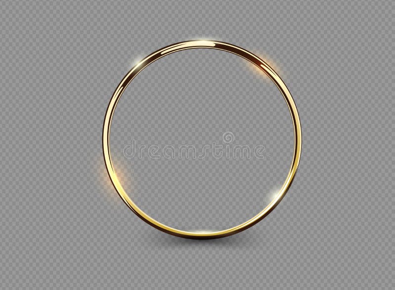 Anel dourado luxuoso abstrato no fundo transparente Efeito da luz claro do projetor dos círculos do vetor Quadro redondo da cor d