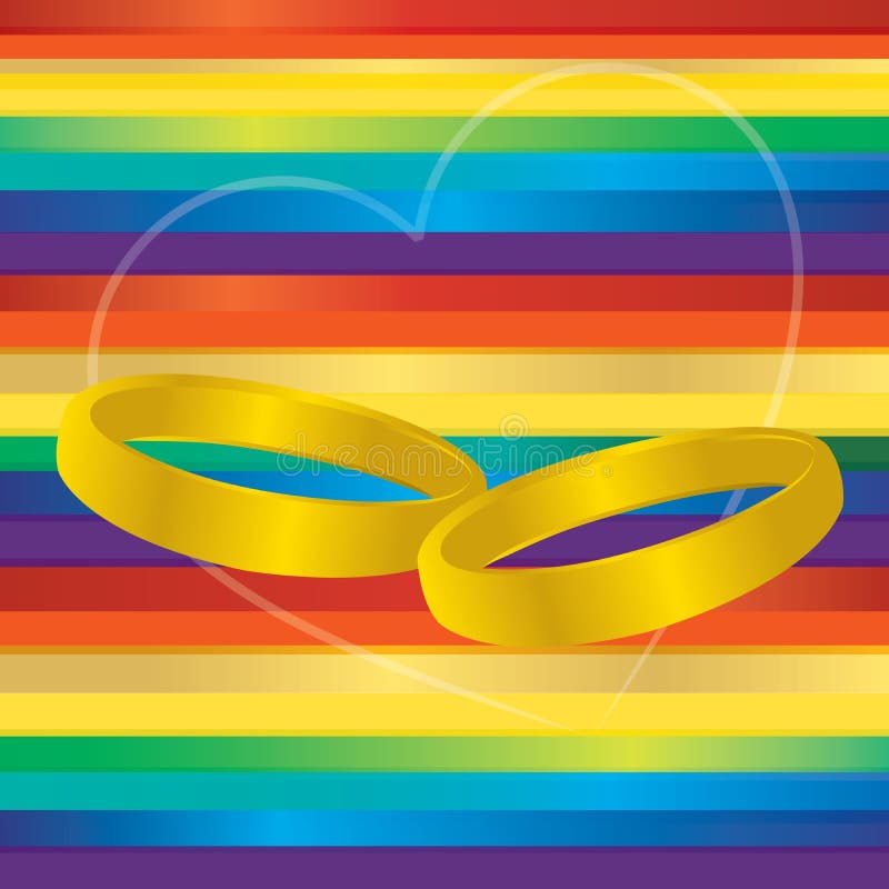 Rainbow graphic with symbolic gold rings. Rainbow graphic with symbolic gold rings