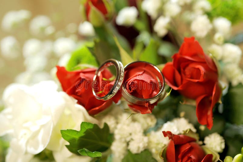 Anelli dorati sul mazzo fotografie stock