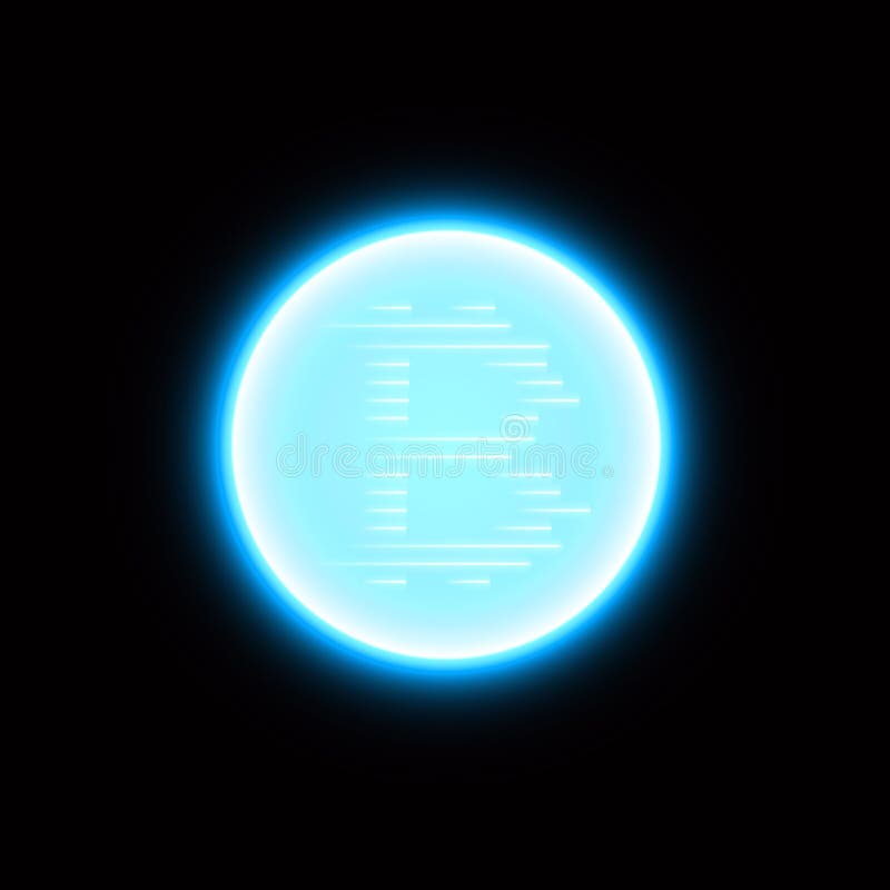 Anello blu astratto di energia con bitcoin su un fondo nero
