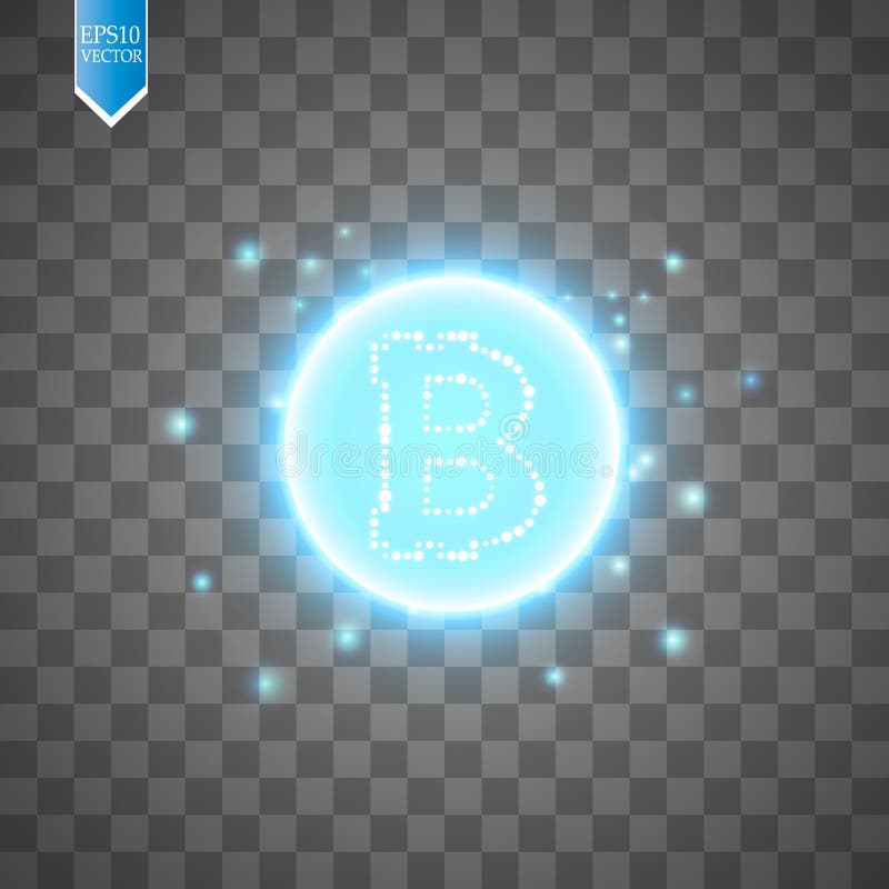 Anello blu astratto di energia con bitcoin su un fondo trasparente