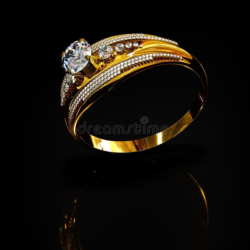 Anello di oro con i gioielli della gemma del diamante Cristallo di lusso del bijouterie dei gioielli immagini stock Anello di oro con i gioielli della gemma del diamante Cristallo di lusso del bijouterie dei gioielli immagini stock