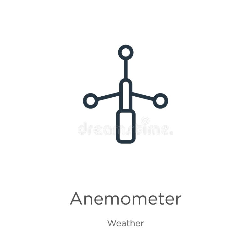 Anemometer icon. Thin linear anemometer outline icon isolated on white background from weather collection. Line vector sign royalty free illustration