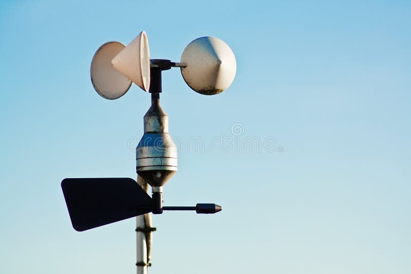 Anemometer on weather station stock image