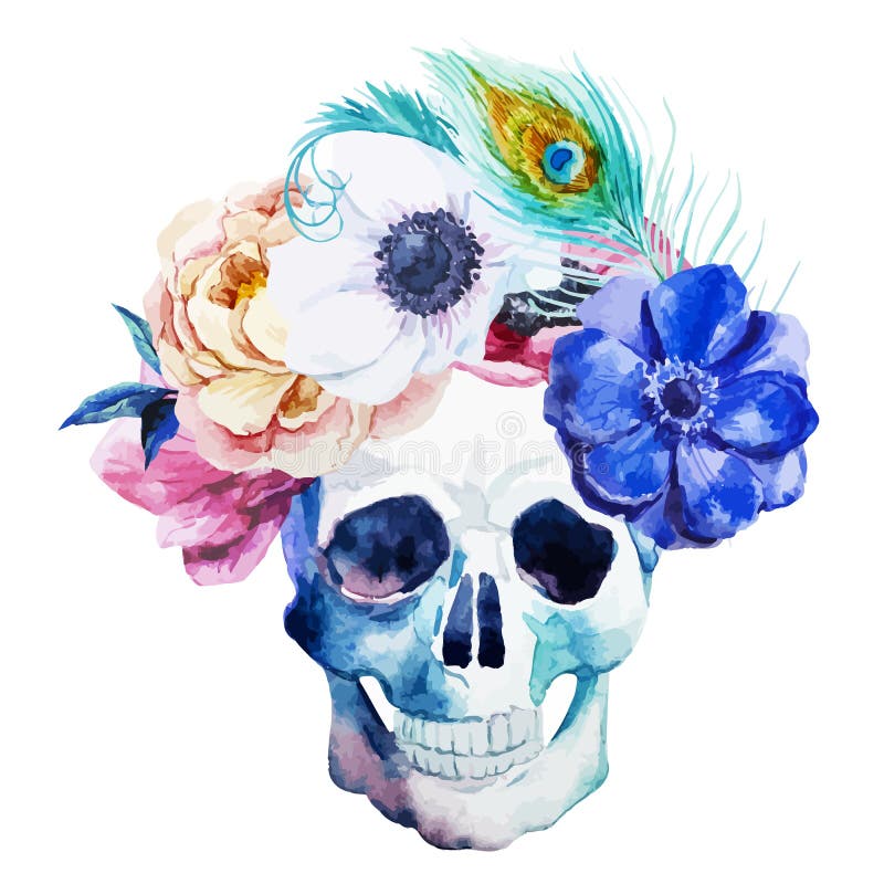 Anemonen en scull royalty-vrije illustratie Anemonen en scull royalty-vrije illustratie