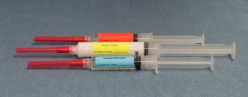 Anesthesia Drugs Labeled Propofol, Fentanyl and Rocuronium