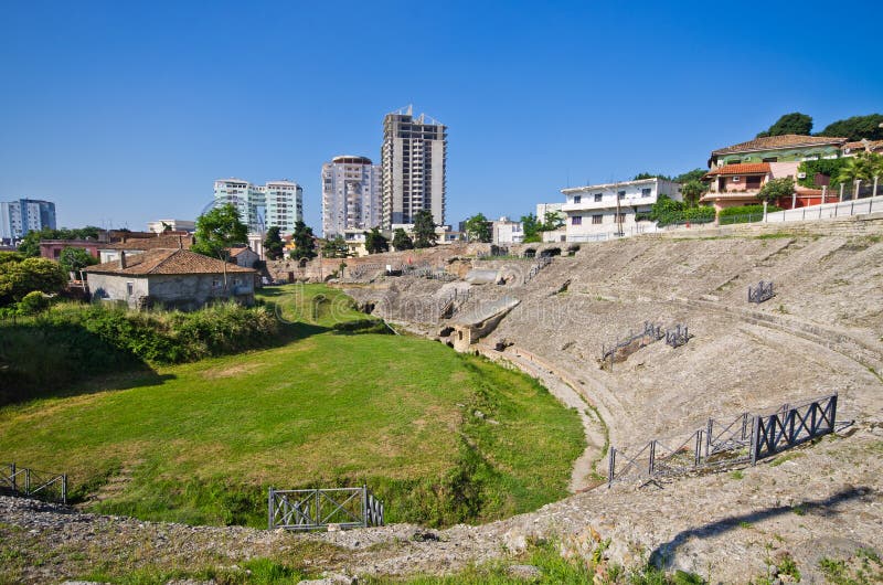 Anfiteatro romano a Durres, Albania fotografie stock libere da diritti Anfiteatro romano a Durres, Albania fotografie stock libere da diritti
