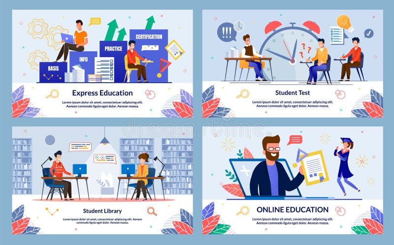 Ange Express Education, Student Library, Cartoon vektor illustrationer