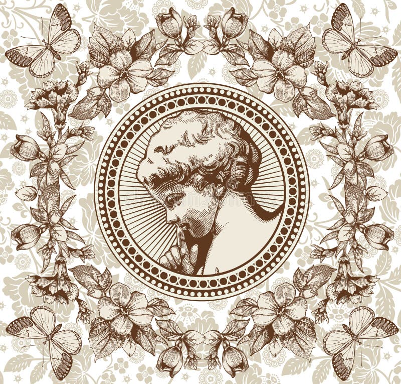Ange Prière rétro Enfant de bébé de garçon Papillon illustration libre de droits Ange Prière rétro Enfant de bébé de garçon Papillon illustration libre de droits