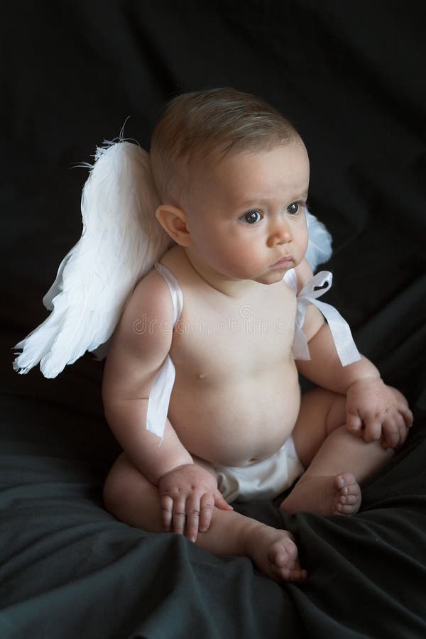 Angel Baby stock photo. Image of black, bare, contemplative 1980180