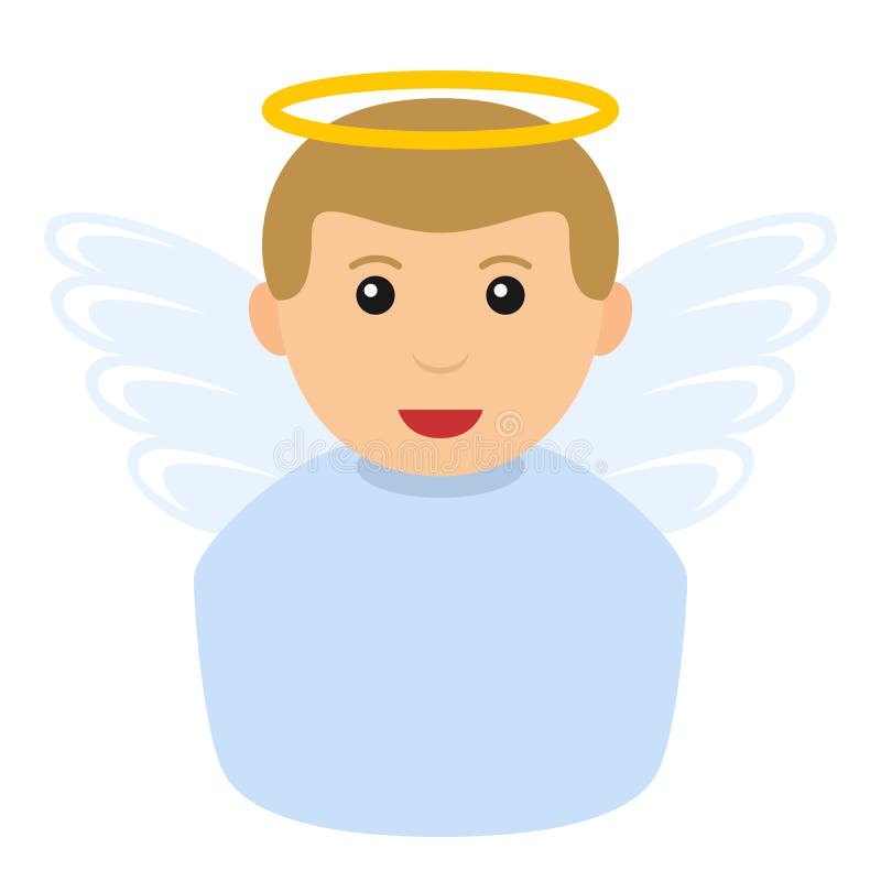 Angel Boy Avatar Flat Icon op Wit wordt geïsoleerd dat stock illustratie Angel Boy Avatar Flat Icon op Wit wordt geïsoleerd dat stock illustratie