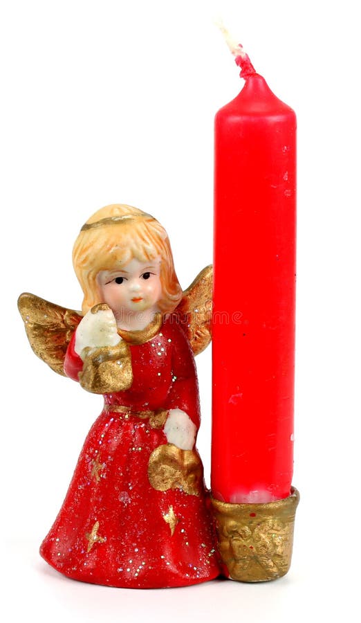 Angel and Candle on a White Background Stock Image Image of holiday