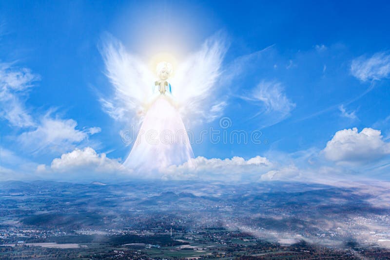 Angel in the clouds stock image. Image of nature, angelic 166433747