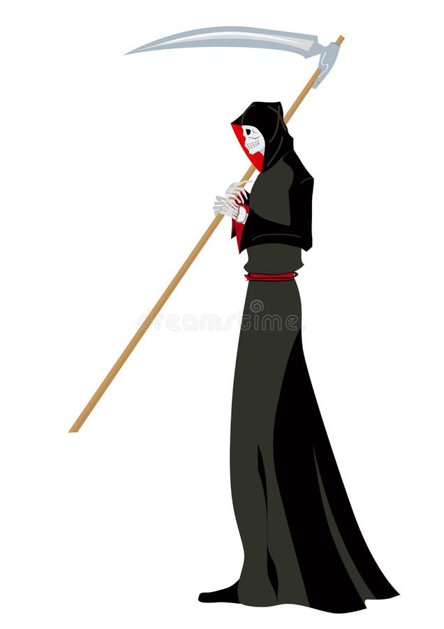 Angel of Death with a Scythe in His Hands on White Background. Stock ...