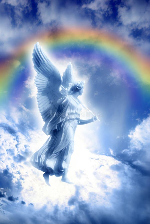 Angel with divine rainbow