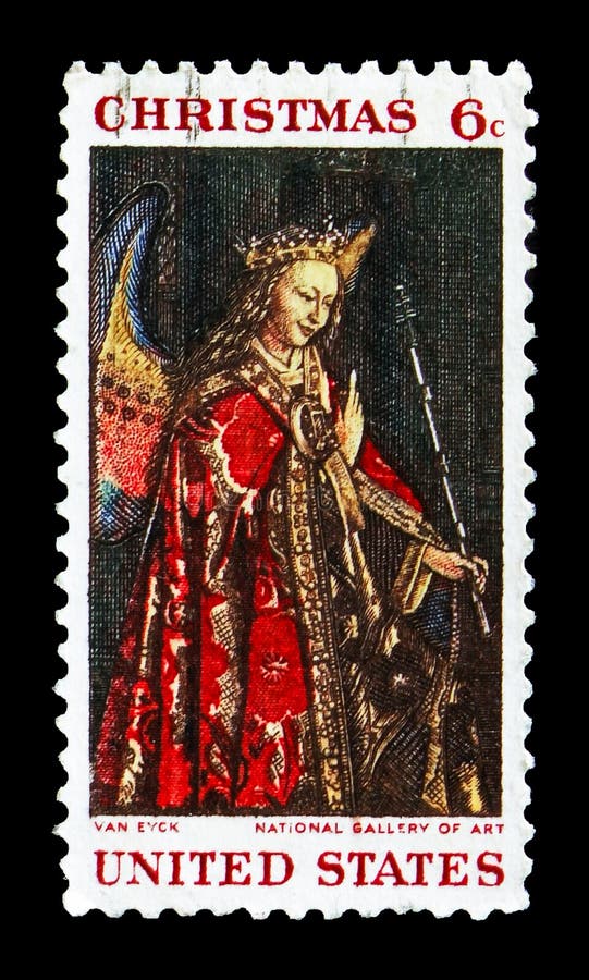 Angel Gabriel, de l'annonce par Jan van Eyck, serie de Noël, vers 1968 photos stock Angel Gabriel, de l'annonce par Jan van Eyck, serie de Noël, vers 1968 photos stock