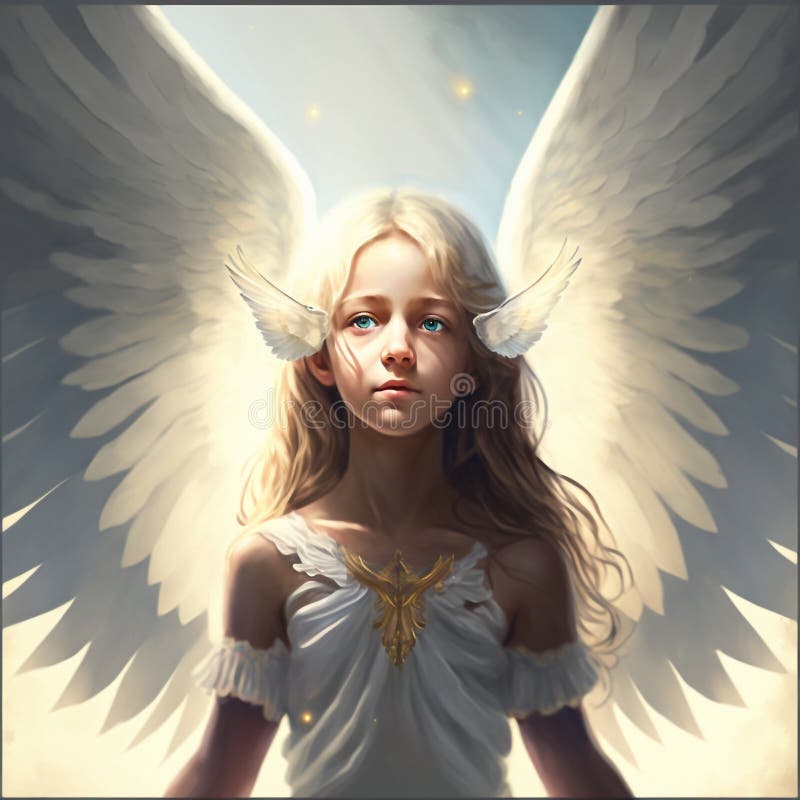 Shy girl angel.Anime art stock illustration. Illustration of anime -  274456583