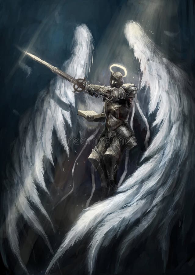 Anime style illustration of a flying male angel