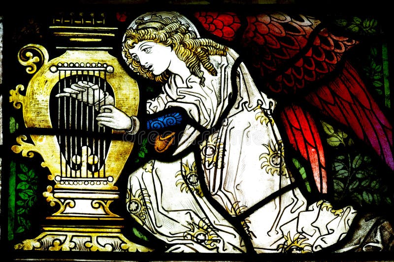 Angel Making Music (stained Glass) Stock Photo Image of making