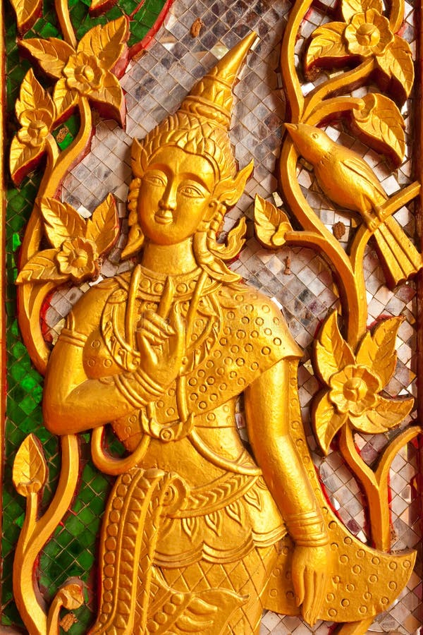 Angel in native Thai style wood carving