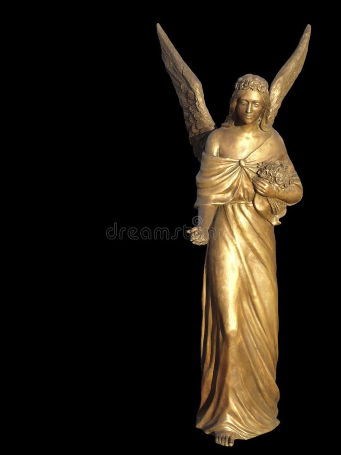 Golden gilt metal statuette of an angel royalty free stock photos Golden gilt metal statuette of an angel royalty free stock photos