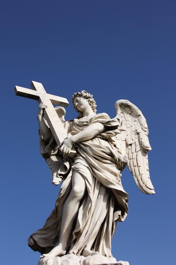 Angel sculpture on San Angelo bridge in Rome royalty free stock images Angel sculpture on San Angelo bridge in Rome royalty free stock images