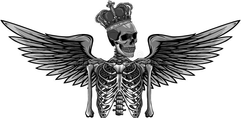 Free Photos. vector design of angel skeleton with wing and crown. 