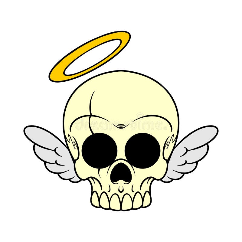 Angel skull cartoon stock vector. Illustration of drawing - 254614401