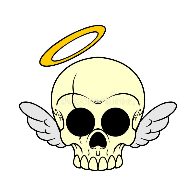Angel skull cartoon stock vector. Illustration of drawing 254614401
