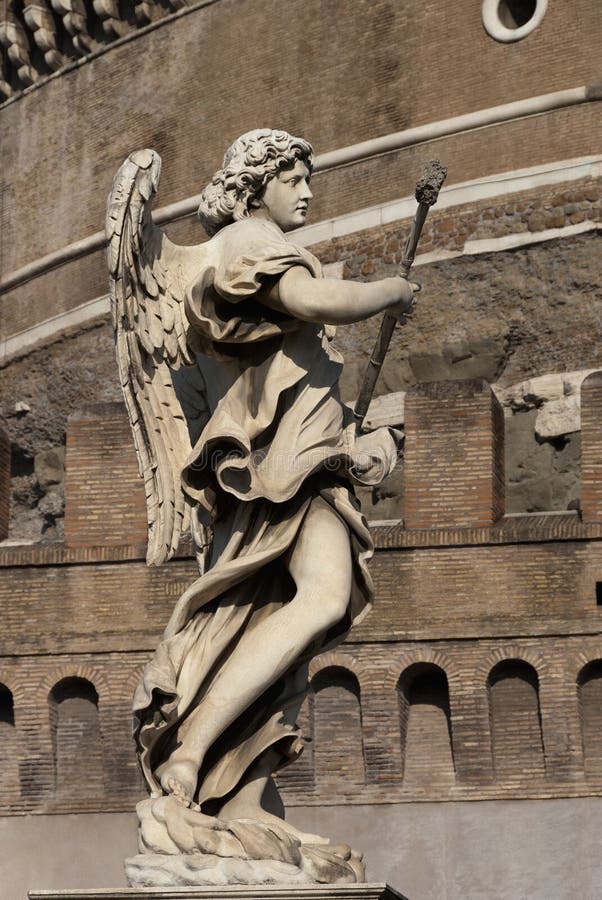 Angel Statue And Castle In Rome, Italy Stock Photo Image 28844498