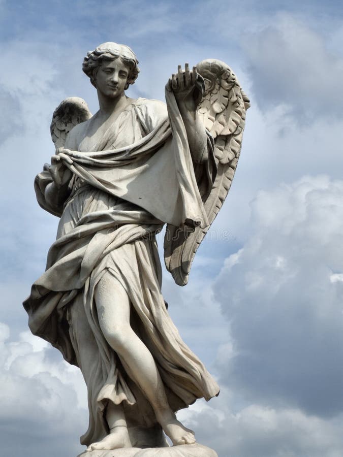Angel Sculpture in Rome, Italy. Stock Photo Image of spear, wing 2041816