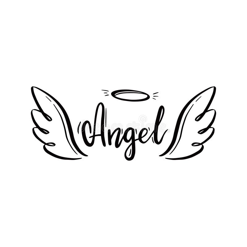 Angel And Devil Stylized Vector Illustration. Angel With Wing, Halo. Devil  With Wing And Tail. Hand Drawn Line Sketch Style. Royalty Free SVG,  Cliparts, Vectors, and Stock Illustration. Image 175167292.