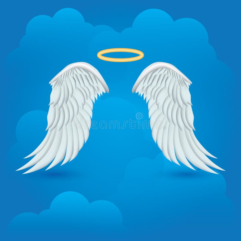 Vector Angel Wings And Halo On White Background Stock Illustration