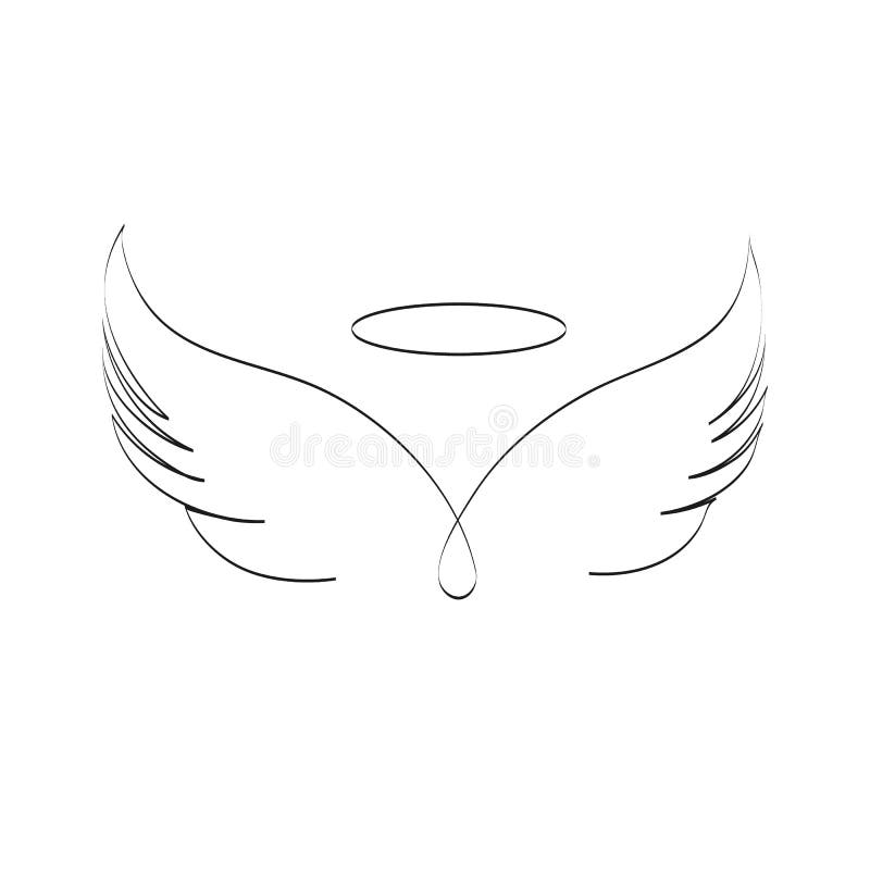 Angel wing outline tattoos